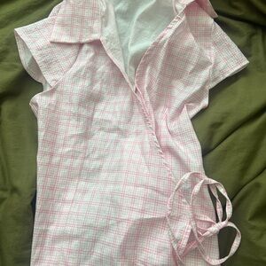 Vintage America Pink Plaid Blouse